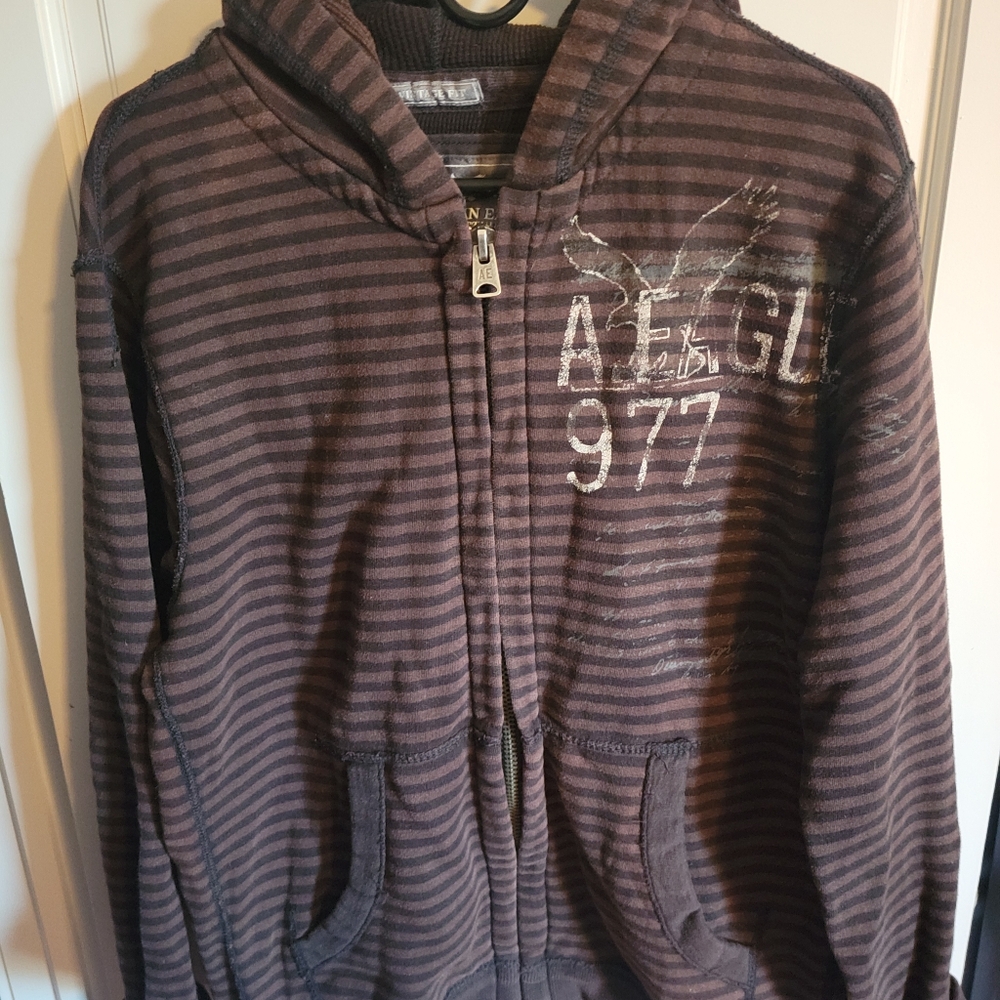 American Eagle Outfitters Brown Striped Hoodie